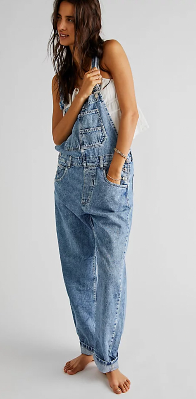 Free People Ziggy Acid Wash Denim Overalls